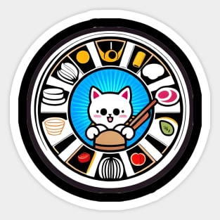 Cute Japanese Cat ramen Sticker